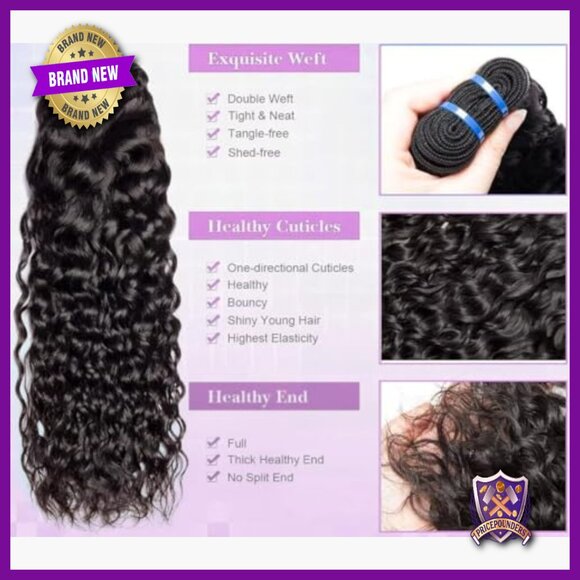 Brazilian Water Wave Human Hair Bundles 100% Virgin Unprocessed 3 Bundles main image 4